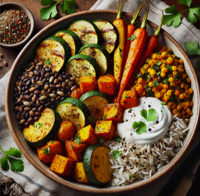 Get Grounded and Restful sleep with this Vata Balancing Spiced Veggie Bowl!